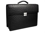Black Jack Georges Genuine Ostrich Collection Double Gusset Flapover Briefcase