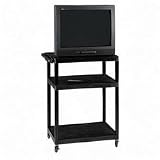 TV Cart,w/3-Power Outlets,Adjust.Hght,32