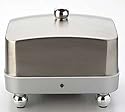 Alfille 60025 Temperature-Controlled Portable Butter Dish with Lid, Silver/Stainless