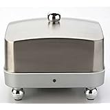 Alfille 60025 Temperature-Controlled Portable Butter Dish with Lid, Silver Stainless
