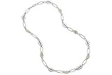 Sterling Silver Mother of Pearl Necklace with Black Crystals