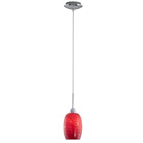 Eglo 27703A Larisa 1 Light Pendant Light Fixture, Chrome/Red