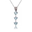 Aquamarine and Diamond Drop Heart Pendant Necklace in White Gold