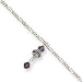 Sterling Silver Fancy Dangling Purple Crystal Figaro Anklet - 10 Inch