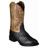 Ariat Mens 11 Heritage Stockman' Full-Quill Ostrich Western Black Full-Quill and Pecan by Ariat