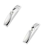White Ice - Sterling Silver Large Bars with Diamonds Earrings