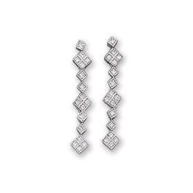 14k White Gold Diamond Vintage Earrings