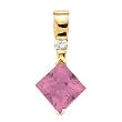 14K Yellow Gold Pink Tourmaline and Diamond Pendant