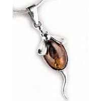 Sterling Silver Amber Mouse Rat Pendant