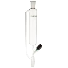 Chemglass CG-1704-03 Glass Cylindrical Style Addition Funnel, with 0-4mm PTFE Threaded Valve, 250mL Capacity
