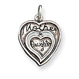 Sterling Silver Antique Mother & Daughter Charm with 20 inch Sterling Silver Chain