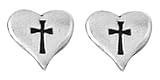 Sterling Silver Small Heart w/ Cross Earrings by Bob Siemon Image