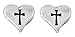 Sterling Silver Small Heart with Cross Earrings by title=
