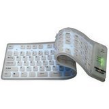 Unotron FlexiTuff Silent Backlit Washable Roll-up Keyboard FTB10 - Keyboard - PS/2, USB - 109 keys - white - US