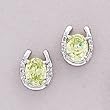 Rhinestone In Sterling Silver Horseshoe Earrings, Light Green