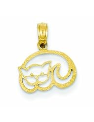 14K Gold Sleeping Cat Pendant