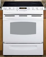 GE Profile PS900DPWW 30″ Slide-In Electric Range with 4 Radiant Elements, 4.4 cu. ft. Self Clean Oven, Electronic Oven Controls, Ceramic Glass Cooktop and Storage Drawer: White