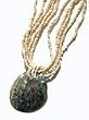 Abalone Genuine Paua Shell Oval Pendant Natural White Bead Necklace P11B