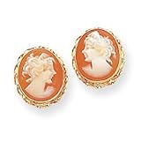 14k 10x12mm Scalloped Edge Traditional Shell Cameo Earrings