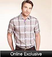 2 Longer Blue Harbour Pure Linen Graded Check Shirt