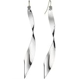 Robert Lee Morris Long Feather Dangle Earrings silver graphics
