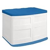 Horizontal Utility Shed - White With Blue Accents