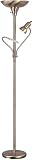 Torchiere Reading Floor Lamp with Magnifier - Antique Brass