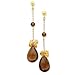 14k Gold Smokey Quartz Dangle Post Earrings title=