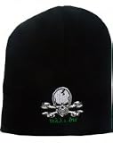 Outer Rebel Fashion Beanie- Black with Skull & Crossbones Embroidery