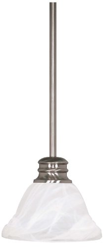 Nuvo Lighting 60/3197 Empire Mini Pendant with Alabaster Glass, Brushed Nickel