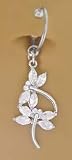 Fake Belly Navel Non Clip on Piercing 2 Cz Clear Dragonfly Dangle Ring
