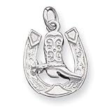 Sterling Silver Horseshoe with Boot Charm