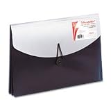 Slide File, 4 Pockets, Letter Size, Elastic Tie Closure, Navy/Silver ESS50965