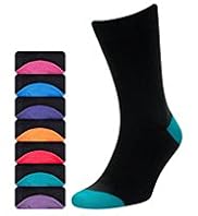 7 Pairs of Freshfeet™ Cotton Rich Contrast Heel and Toe Sock with Silver Technology