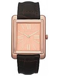 New MICHAEL KORS MK2243 Womens Rose Gold Tone Brown Leather Band Watch