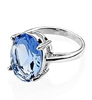 Platinum Plated Oval Cocktail Diamanté Ring