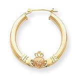 10k Two-Tone Satin Hollow Claddagh Earrings