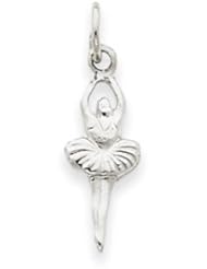 14k Gold White Gold Polished Open-Backed Ballerina Charm