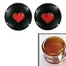 Heart Image on Amber Background Single Flare Handmade Glass Plugs - 00g (10mm) - Sold as a Pair