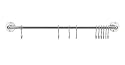 60cm Kitchen Utensil Hanging Rack Rail with 10 Hooks and 2 Endcaps