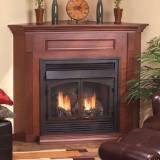 Empire Comfort Systems EMC-20 Cherry Corner Cabinet Mantel with Base and Brass Frame for Tao Series Only, FIREPLACE NOT INCLUDED