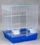 Bird cage, medium, white with black base - 14x18x21