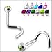 316L SS Bent Nose Pin with 3mm Jewel Ball Piercing Jewelry
