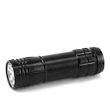 9 LED Aluminum Flashlight - Black - White Box Packaging