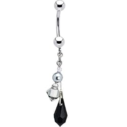 Solid 14k White Gold Nightfall Elegance Belly Ring