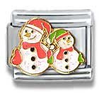 Clearly Charming Snowman with Snow Baby Christmas Holiday Theme Italian Charm