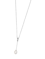 Elements Silver, Pearl Drop Necklace with Cubic Zirconia