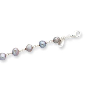 Sterling Silver Grey Cultured Pearl Bracelet - QH2647-8"