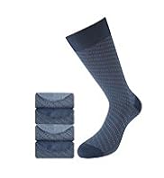 4 Pairs of Collezione Diagonal Motif Socks