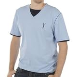 YSL V neck Layer Tee Sky/Navy X-Large